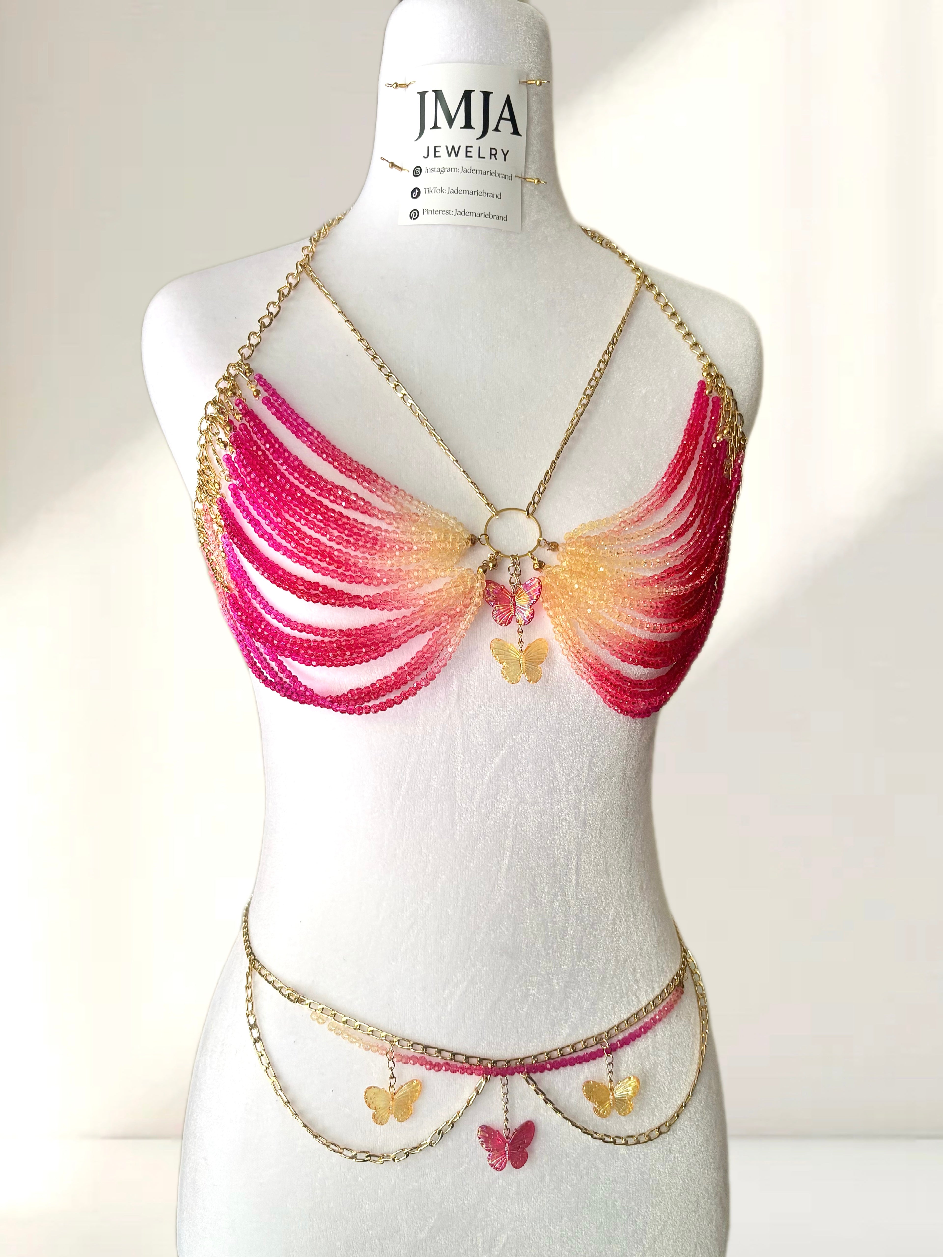 Summer Fairy: Beaded Bralette and Waist Charm Set